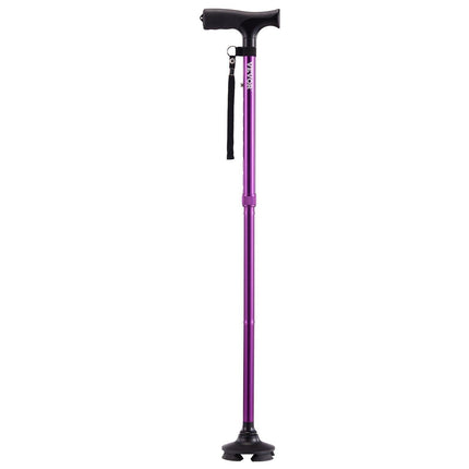 Walking Cane Folding Walking Stick 8-Level Height 4-Pronged Pivoting Base.