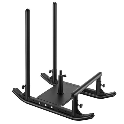 Weight Sled, Steel Power Sled, Fitness Strength Training Sleds for Athletic Exercise Speed Improvement, Workout Fitness Equipment with Handle, Compatible with 25/51 mm Weight Plates, Black.