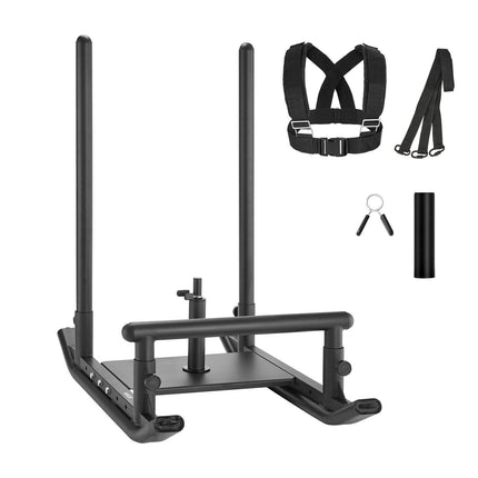 Weight Sled, Steel Power Sled, Fitness Strength Training Sleds for Athletic Exercise Speed Improvement, Workout Fitness Equipment with Handle, Compatible with 25/51 mm Weight Plates, Black.