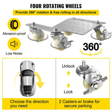 2 Pcs Tire Wheel Dollies 12"X16" Platform Size Wheel Car Dolly 3" Caster Wheel Dolly for Vehicle Car Auto Repair (2 Pcs).