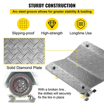2 Pcs Tire Wheel Dollies 12"X16" Platform Size Wheel Car Dolly 3" Caster Wheel Dolly for Vehicle Car Auto Repair (2 Pcs).