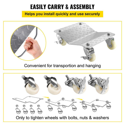 2 Pcs Tire Wheel Dollies 12"X16" Platform Size Wheel Car Dolly 3" Caster Wheel Dolly for Vehicle Car Auto Repair (2 Pcs).