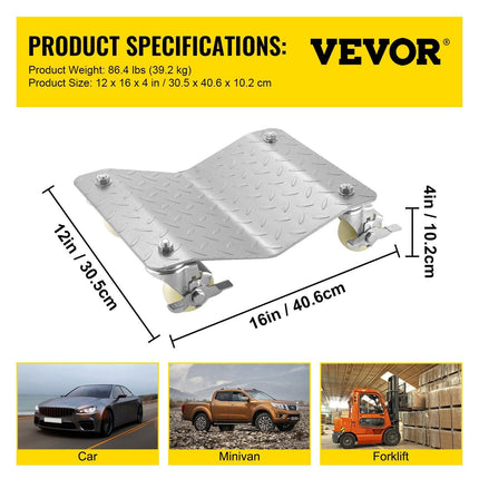 2 Pcs Tire Wheel Dollies 12"X16" Platform Size Wheel Car Dolly 3" Caster Wheel Dolly for Vehicle Car Auto Repair (2 Pcs).