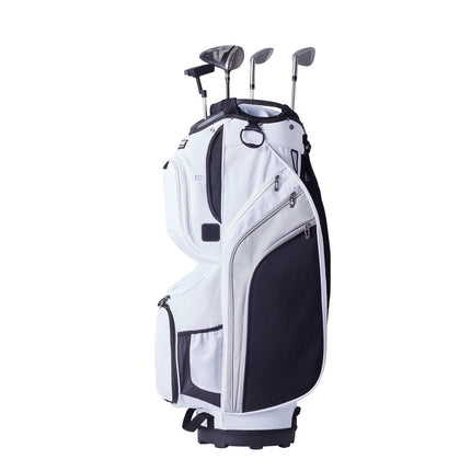 Golf Cart Bag with 14 Way Organizer Divider Top, 36” 13 Pockets Premium Nylon Cart Bag, Durable Golf Bags with Handles & Dust Cover & Detachable Straps for Men & Women, White Color-Block.