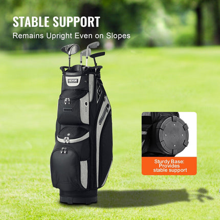 Golf Cart Bag with 14 Way Organizer Divider Top, 13 Pockets Premium Cart Bag, Durable 600D Polyester Fabric Golf Bags with Handles & Dust Cover & Detachable Straps for Men & Women, Black Color-Block.