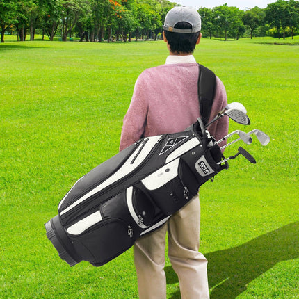 Golf Cart Bag with 14 Way Organizer Divider Top, 13 Pockets Premium Cart Bag, Durable 600D Polyester Fabric Golf Bags with Handles & Dust Cover & Detachable Straps for Men & Women, Black Color-Block.