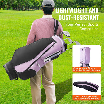 Golf Cart Bag with 14 Way Organizer Divider Top, 36” Multiple Pockets Premium Cart Bag, Durable Golf Bags with Handles & Dust Cover & Detachable Strap for Men & Women, Black Purple.