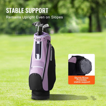 Golf Cart Bag with 14 Way Organizer Divider Top, 36” Multiple Pockets Premium Cart Bag, Durable Golf Bags with Handles & Dust Cover & Detachable Strap for Men & Women, Black Purple.
