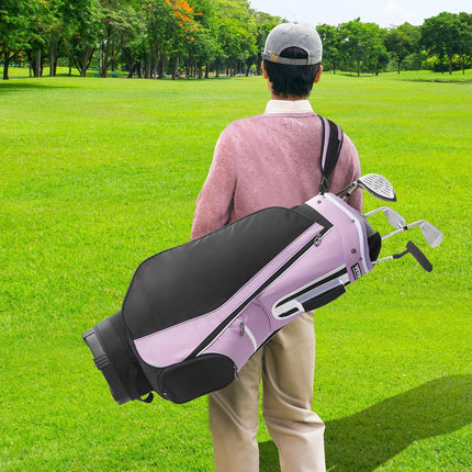 Golf Cart Bag with 14 Way Organizer Divider Top, 36” Multiple Pockets Premium Cart Bag, Durable Golf Bags with Handles & Dust Cover & Detachable Strap for Men & Women, Black Purple.