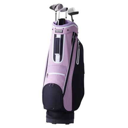 Golf Cart Bag with 14 Way Organizer Divider Top, 36” Multiple Pockets Premium Cart Bag, Durable Golf Bags with Handles & Dust Cover & Detachable Strap for Men & Women, Black Purple.