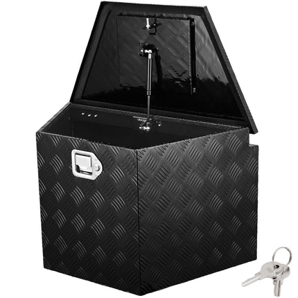 Trailer Tongue Box, Aluminum Alloy Diamond Plate Tongue Box Tool Chest, Heavy Duty Trailer Box Storage with Lock and Keys, for Pickup Truck, RV, Trailer, 737 x 410 x 460 mm/29x16.5x18inch.
