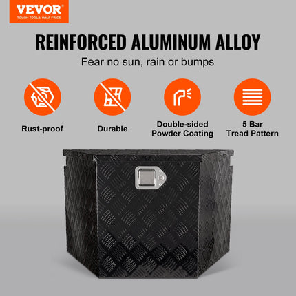 Trailer Tongue Box, Aluminum Alloy Diamond Plate Tongue Box Tool Chest, Heavy Duty Trailer Box Storage with Lock and Keys, for Pickup Truck, RV, Trailer, 737 x 410 x 460 mm/29x16.5x18inch.