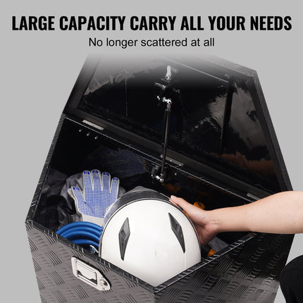 Trailer Tongue Box, Aluminum Alloy Diamond Plate Tongue Box Tool Chest, Heavy Duty Trailer Box Storage with Lock and Keys, for Pickup Truck, RV, Trailer, 737 x 410 x 460 mm/29x16.5x18inch.