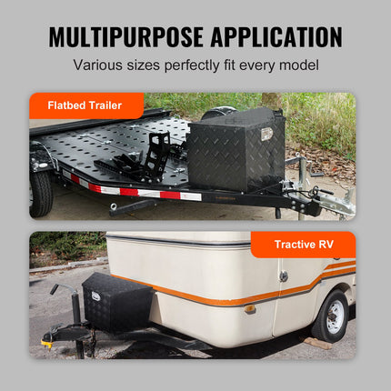 Trailer Tongue Box, Aluminum Alloy Diamond Plate Tongue Box Tool Chest, Heavy Duty Trailer Box Storage with Lock and Keys, for Pickup Truck, RV, Trailer, 737 x 410 x 460 mm/29x16.5x18inch.