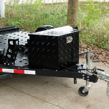 Trailer Tongue Box, Aluminum Alloy Diamond Plate Tongue Box Tool Chest, Heavy Duty Trailer Box Storage with Lock and Keys, for Pickup Truck, RV, Trailer, 737 x 410 x 460 mm/29x16.5x18inch.