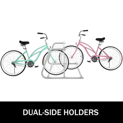 10 Holders Floor Bike Rack, 59" Length All-Steel Grid Bike Rack, 10-Bike Capacity Dual-Side Storage Stand for Garages Streets Yards Bike Events.