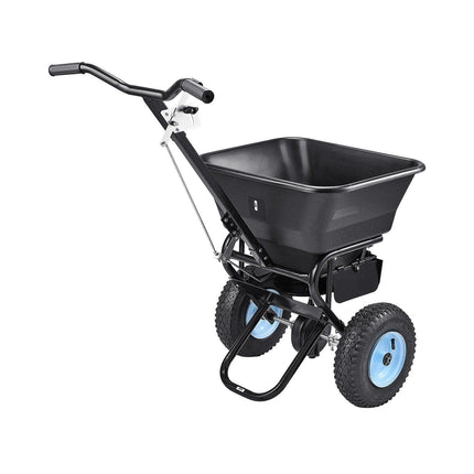 Lawn Spreader, 100LBS Capacity, Walk-Behind Push Spreader, 0-9.8ft Spreading Width, 13 in All Terrain Pneumatic Tires, Fertilizer Spreaders with Hopper Grate, for Seed Salt Ice Melt.