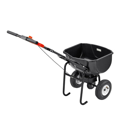 Walk Behind Spreader, 60LBS Capacity, Push Spreader with Hopper Grate, 0-9.8 ft Spreading Width, 8 in All Terrain Pneumatic Tires, Garden & Lawn Broadcast Spreaders, for Seed, Fertilizer.