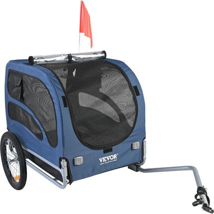 Dog Bike Trailer, Supports up to 45 kg, Pet Cart Bicycle Carrier, Easy Folding Frame with Quick Release Wheels, Universal Bicycle Coupler, Reflectors, Flag, Collapsible to Store, Blue/Black.