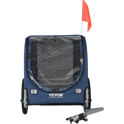 Dog Bike Trailer, Supports up to 45 kg, Pet Cart Bicycle Carrier, Easy Folding Frame with Quick Release Wheels, Universal Bicycle Coupler, Reflectors, Flag, Collapsible to Store, Blue/Black.