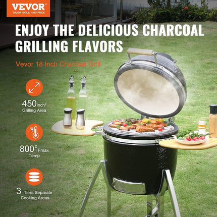 Portable Charcoal Grill, Propane Gas Grills with Cover and Cart, Heavy Duty Stainless Steel BBQ Grill, Mini Smoker for Outdoor Cooking, Barbecue Camping, Picnic, and Backyard, Black.