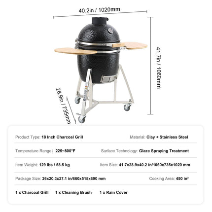 Portable Charcoal Grill, Propane Gas Grills with Cover and Cart, Heavy Duty Stainless Steel BBQ Grill, Mini Smoker for Outdoor Cooking, Barbecue Camping, Picnic, and Backyard, Black.