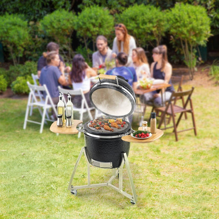 Portable Charcoal Grill, Propane Gas Grills with Cover and Cart, Heavy Duty Stainless Steel BBQ Grill, Mini Smoker for Outdoor Cooking, Barbecue Camping, Picnic, and Backyard, Black.
