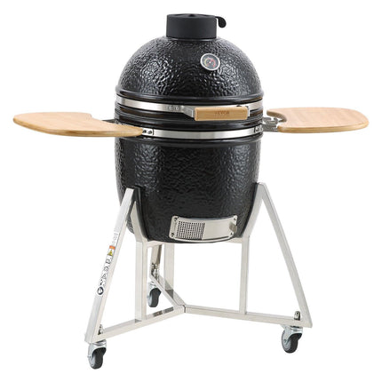 Portable Charcoal Grill, Propane Gas Grills with Cover and Cart, Heavy Duty Stainless Steel BBQ Grill, Mini Smoker for Outdoor Cooking, Barbecue Camping, Picnic, and Backyard, Black.