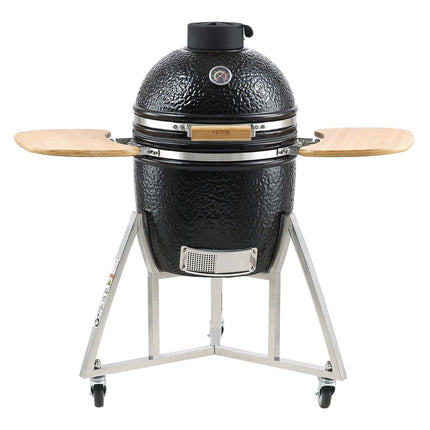 Portable Charcoal Grill, Propane Gas Grills with Cover and Cart, Heavy Duty Stainless Steel BBQ Grill, Mini Smoker for Outdoor Cooking, Barbecue Camping, Picnic, and Backyard, Black.