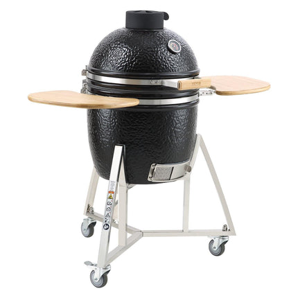 Portable Charcoal Grill, Propane Gas Grills with Cover and Cart, Heavy Duty Stainless Steel BBQ Grill, Mini Smoker for Outdoor Cooking, Barbecue Camping, Picnic, and Backyard, Black.