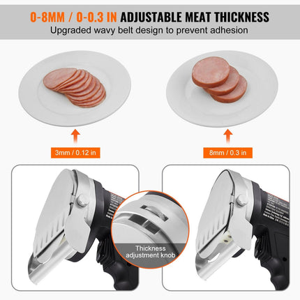 Electric Shawarma Knife, 80W Professional Turkish Kebab Knife, Commercial Stainless Steel Gyro Cutter, Doner Kebab Meat Slicer with 2 Blades, 100mm Blade Diameter, 0-8mm Adjustable Thickness.