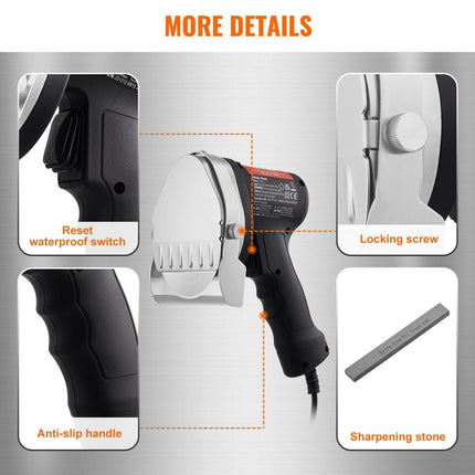 Electric Shawarma Knife, 80W Professional Turkish Kebab Knife, Commercial Stainless Steel Gyro Cutter, Doner Kebab Meat Slicer with 2 Blades, 100mm Blade Diameter, 0-8mm Adjustable Thickness.