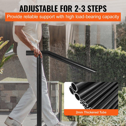 1-3 Step Handrail Railing for Steps Steel 150 kg Capacity with Screw Kit.
