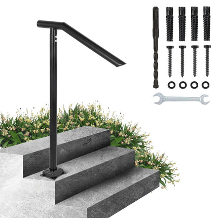 1-3 Step Handrail Railing for Steps Steel 150 kg Capacity with Screw Kit.
