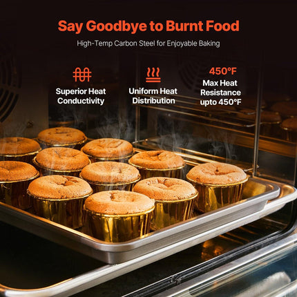 Baking Pan Set 3-Piece Nonstick Carbon Steel Set with Silicone Handles.