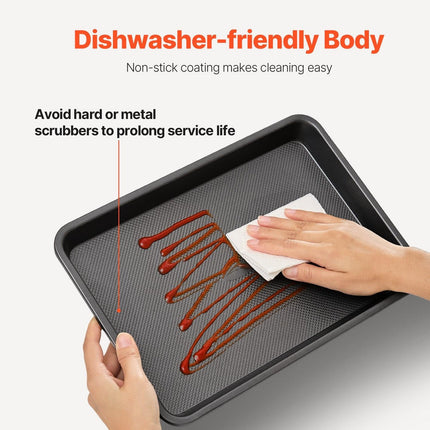Baking Pan Set 3-Piece Nonstick Carbon Steel Set with Silicone Handles.