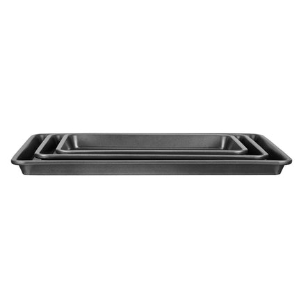 Baking Pan Set 3-Piece Nonstick Carbon Steel Set with Silicone Handles.