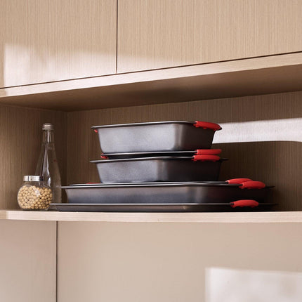Baking Pan Set 6-Piece Nonstick Carbon Steel Set with Silicone Handles.