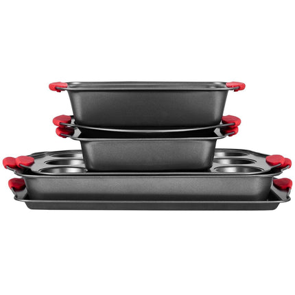 Baking Pan Set 6-Piece Nonstick Carbon Steel Set with Silicone Handles.