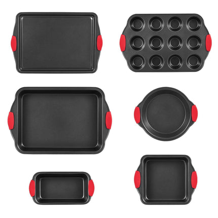 Baking Pan Set 6-Piece Nonstick Carbon Steel Set with Silicone Handles.