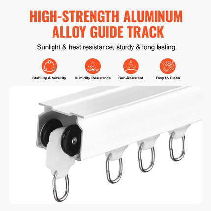 Ceiling Curtain Track Set 5.9 FT/1.8 Meter_oom Divider with Hooks White.