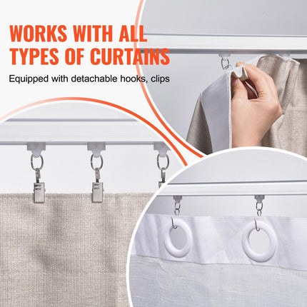 Ceiling Curtain Track Set 5.9 FT/1.8 Meter_oom Divider with Hooks White.