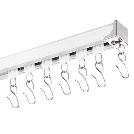 Ceiling Curtain Track Set 17.7 FT/5.4 Meter Room Divider with Hooks White.