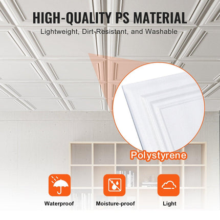 Ceiling Tiles 96-Pack 20 x 20 in Polystyrene Easy Installation Glue-up.