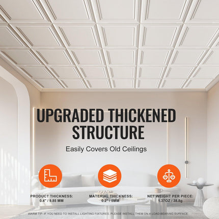 Ceiling Tiles 96-Pack 20 x 20 in Polystyrene Easy Installation Glue-up.