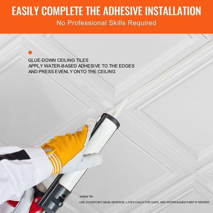Ceiling Tiles 96-Pack 20 x 20 in Polystyrene Easy Installation Glue-up.
