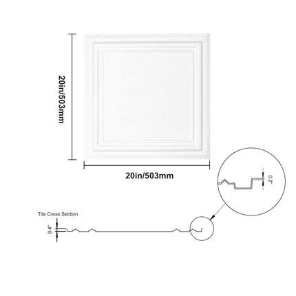 Ceiling Tiles 96-Pack 20 x 20 in Polystyrene Easy Installation Glue-up.