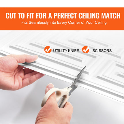 Ceiling Tiles 12-Pack 24 x 24 in PVC Easy Installation White Echo Pattern.