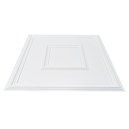 Ceiling Tiles 12-Pack 24 x 24 in PVC Easy Installation White Geometric.