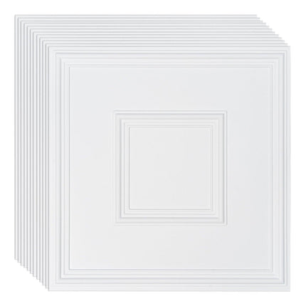 Ceiling Tiles 12-Pack 24 x 24 in PVC Easy Installation White Geometric.